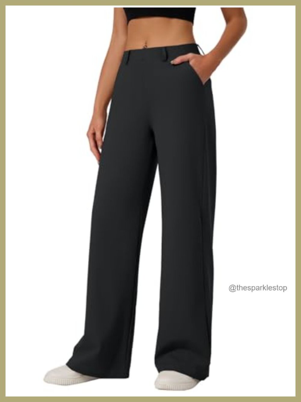 Wide Leg Dress Pants Stretchy Business Casual Trousers with Pockets
